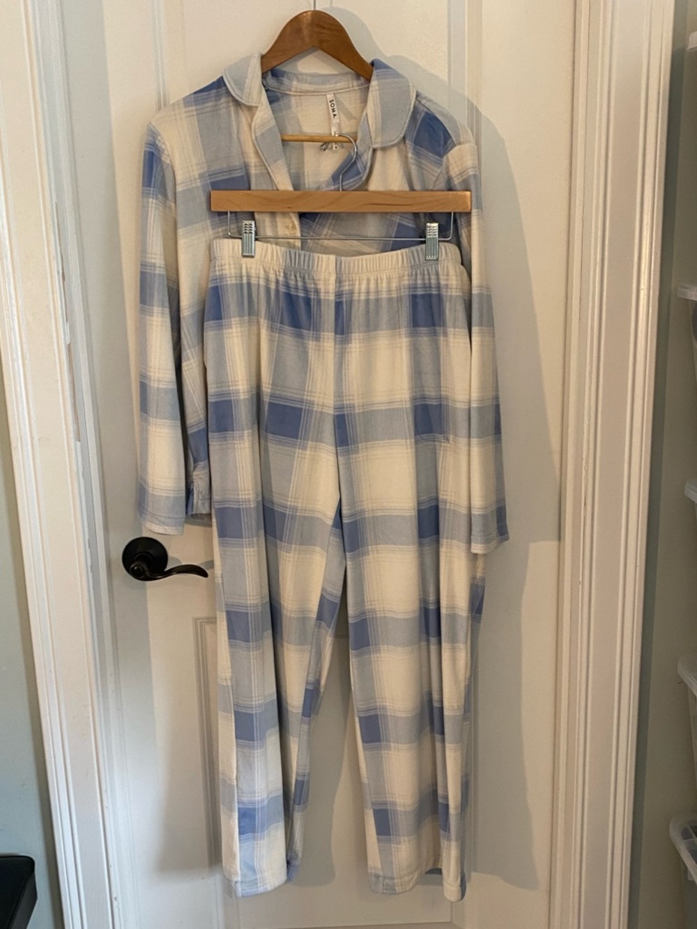 Soma Light Blue and White Plaid PJ Set